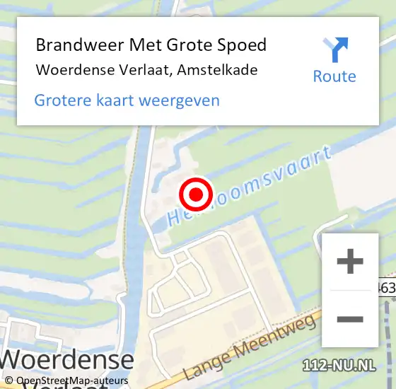 Locatie op kaart van de 112 melding: Brandweer Met Grote Spoed Naar Woerdense Verlaat, Amstelkade op 26 november 2021 20:42