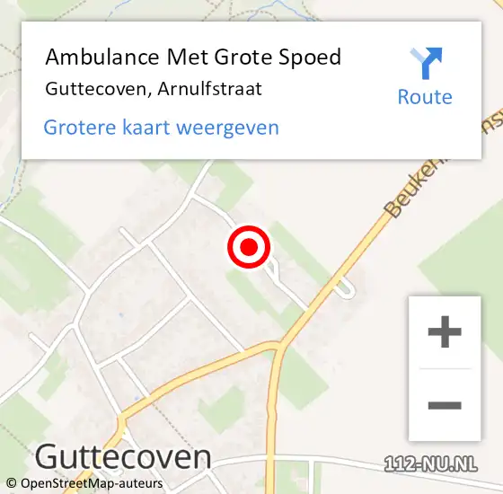 Locatie op kaart van de 112 melding: Ambulance Met Grote Spoed Naar Guttecoven, Arnulfstraat op 26 november 2021 22:37