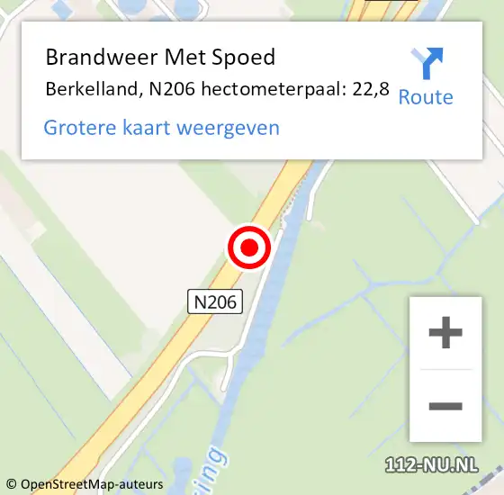 Locatie op kaart van de 112 melding: Brandweer Met Spoed Naar Berkelland, N206 hectometerpaal: 22,8 op 26 november 2021 22:45