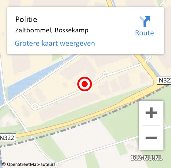 Locatie op kaart van de 112 melding: Politie Zaltbommel, Bossekamp op 27 november 2021 01:11