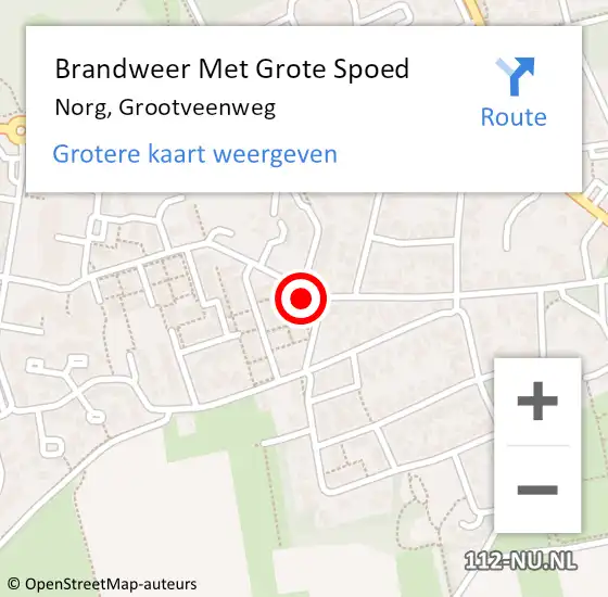 Locatie op kaart van de 112 melding: Brandweer Met Grote Spoed Naar Norg, Grootveenweg op 27 november 2021 03:00