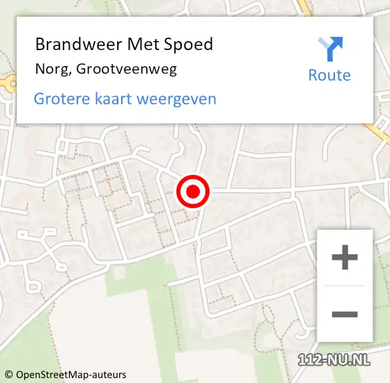 Locatie op kaart van de 112 melding: Brandweer Met Spoed Naar Norg, Grootveenweg op 27 november 2021 03:14
