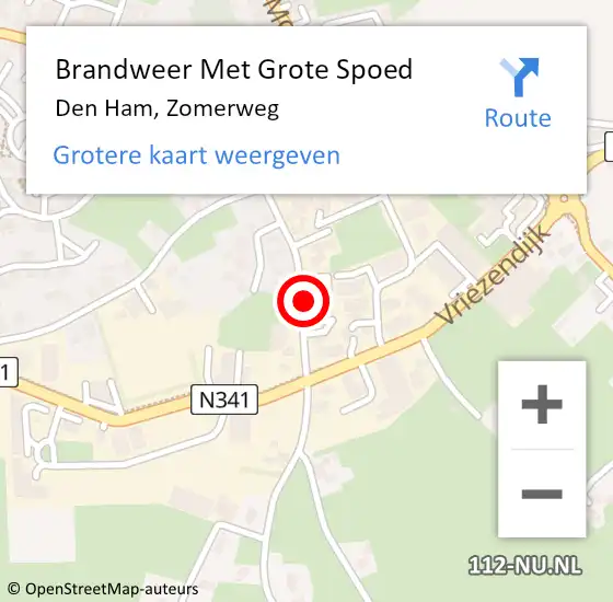 Locatie op kaart van de 112 melding: Brandweer Met Grote Spoed Naar Den Ham, Zomerweg op 27 november 2021 03:43