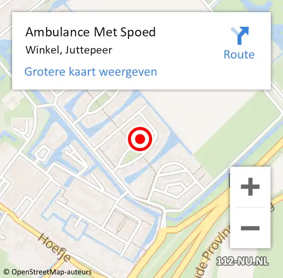 Locatie op kaart van de 112 melding: Ambulance Met Spoed Naar Winkel, Juttepeer op 27 november 2021 06:20