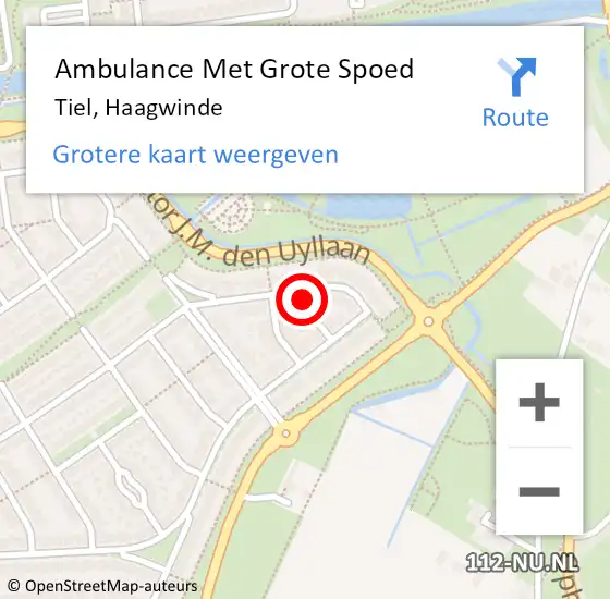 Locatie op kaart van de 112 melding: Ambulance Met Grote Spoed Naar Tiel, Haagwinde op 27 november 2021 07:49