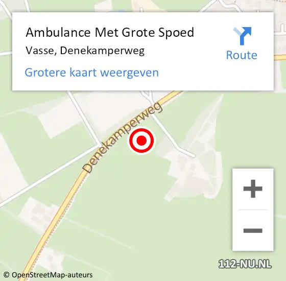 Locatie op kaart van de 112 melding: Ambulance Met Grote Spoed Naar Vasse, Denekamperweg op 27 november 2021 08:31
