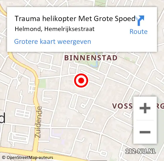 Locatie op kaart van de 112 melding: Trauma helikopter Met Grote Spoed Naar Helmond, Hemelrijksestraat op 27 november 2021 10:53