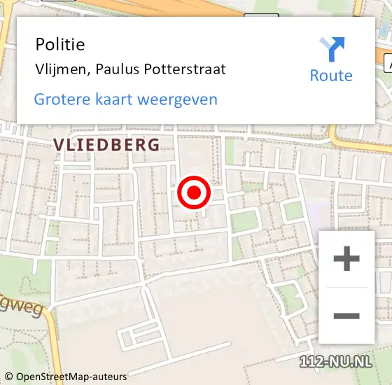 Locatie op kaart van de 112 melding: Politie Vlijmen, Paulus Potterstraat op 27 november 2021 11:00