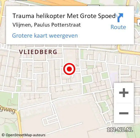 Locatie op kaart van de 112 melding: Trauma helikopter Met Grote Spoed Naar Vlijmen, Paulus Potterstraat op 27 november 2021 11:02