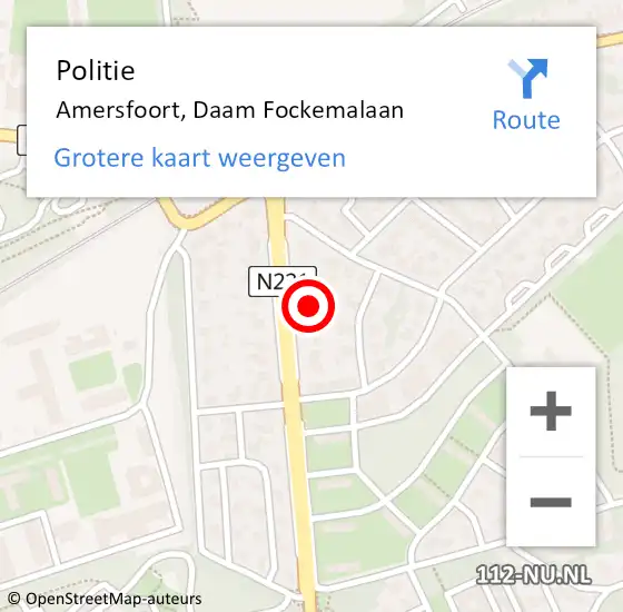 Locatie op kaart van de 112 melding: Politie Amersfoort, Daam Fockemalaan op 27 november 2021 13:38