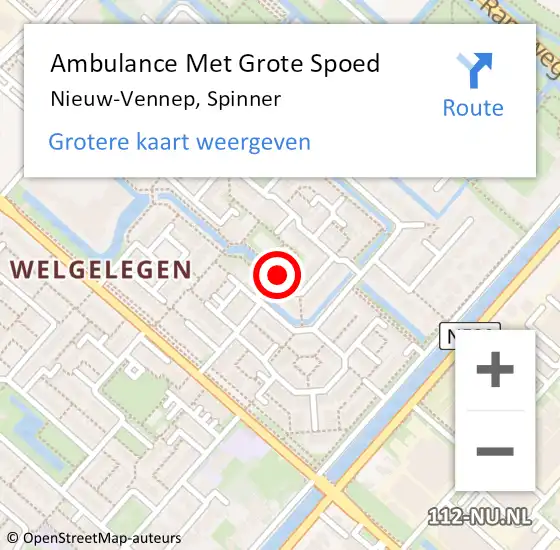 Locatie op kaart van de 112 melding: Ambulance Met Grote Spoed Naar Nieuw-Vennep, Spinner op 27 november 2021 15:13