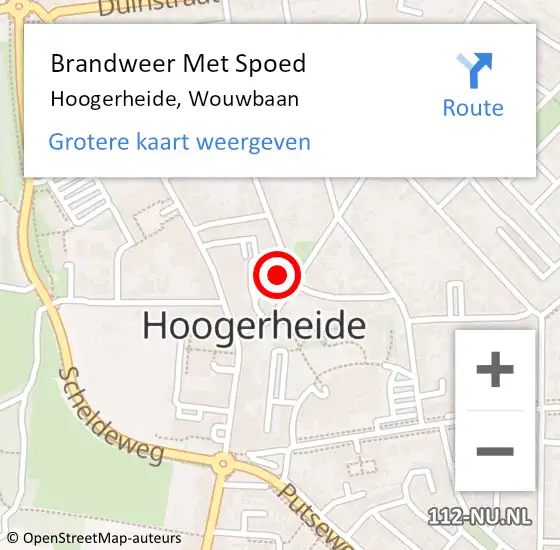 Locatie op kaart van de 112 melding: Brandweer Met Spoed Naar Hoogerheide, Wouwbaan op 27 november 2021 15:30