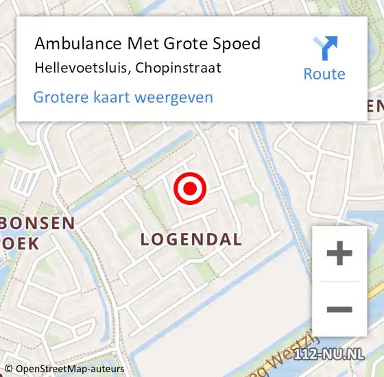 Locatie op kaart van de 112 melding: Ambulance Met Grote Spoed Naar Hellevoetsluis, Chopinstraat op 27 november 2021 17:32
