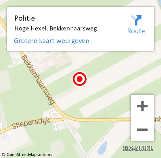 Locatie op kaart van de 112 melding: Politie Hoge Hexel, Bekkenhaarsweg op 27 november 2021 19:14