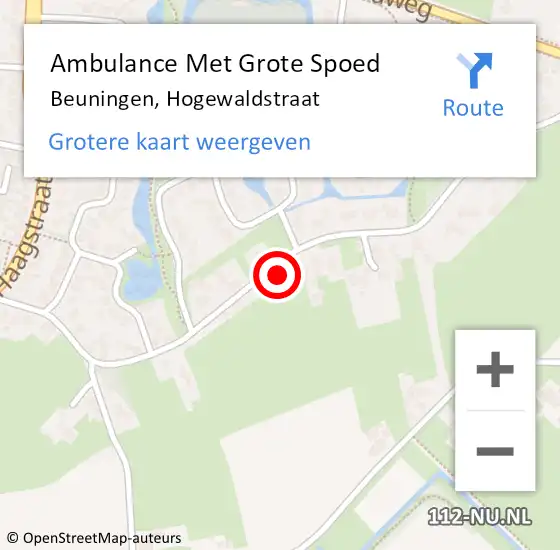 Locatie op kaart van de 112 melding: Ambulance Met Grote Spoed Naar Beuningen, Hogewaldstraat op 27 november 2021 20:03