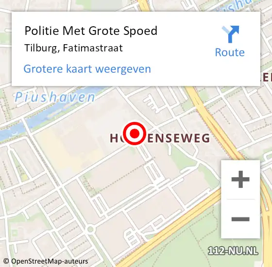 Locatie op kaart van de 112 melding: Politie Met Grote Spoed Naar Tilburg, Fatimastraat op 27 november 2021 21:26