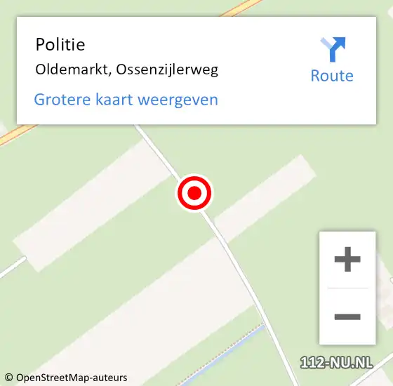 Locatie op kaart van de 112 melding: Politie Oldemarkt, Ossenzijlerweg op 28 november 2021 00:11