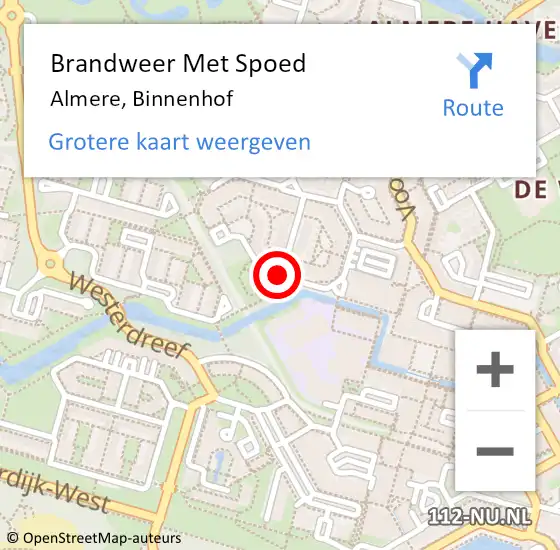 Locatie op kaart van de 112 melding: Brandweer Met Spoed Naar Almere, Binnenhof op 28 november 2021 09:41