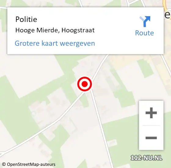 Locatie op kaart van de 112 melding: Politie Hooge Mierde, Hoogstraat op 28 november 2021 10:53