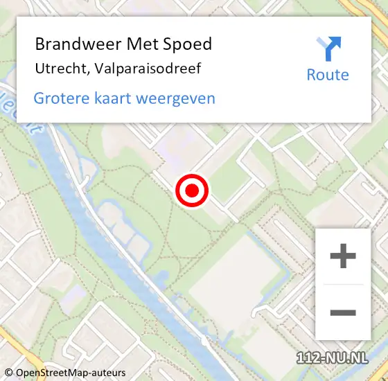 Locatie op kaart van de 112 melding: Brandweer Met Spoed Naar Utrecht, Valparaisodreef op 28 november 2021 11:34