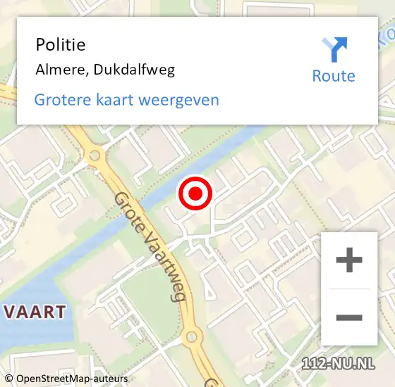 Locatie op kaart van de 112 melding: Politie Almere, Dukdalfweg op 28 november 2021 12:24