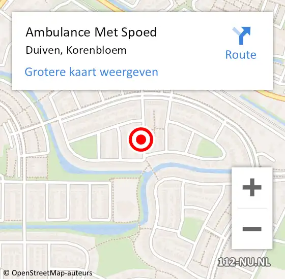 Locatie op kaart van de 112 melding: Ambulance Met Spoed Naar Duiven, Korenbloem op 28 november 2021 14:17