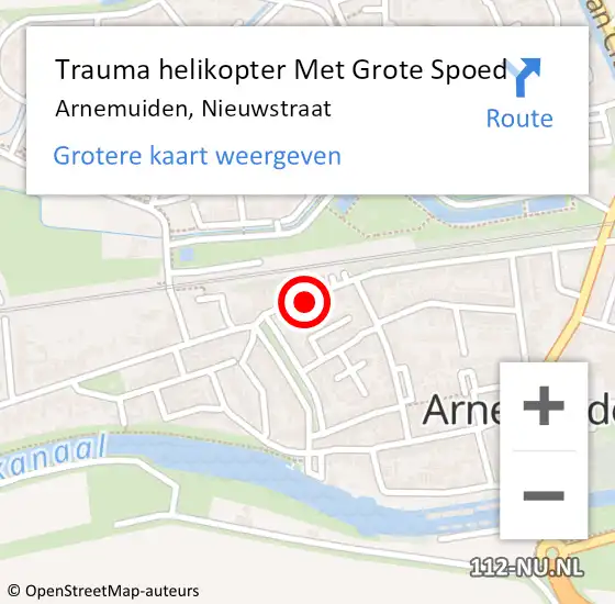 Locatie op kaart van de 112 melding: Trauma helikopter Met Grote Spoed Naar Arnemuiden, Nieuwstraat op 28 november 2021 19:14