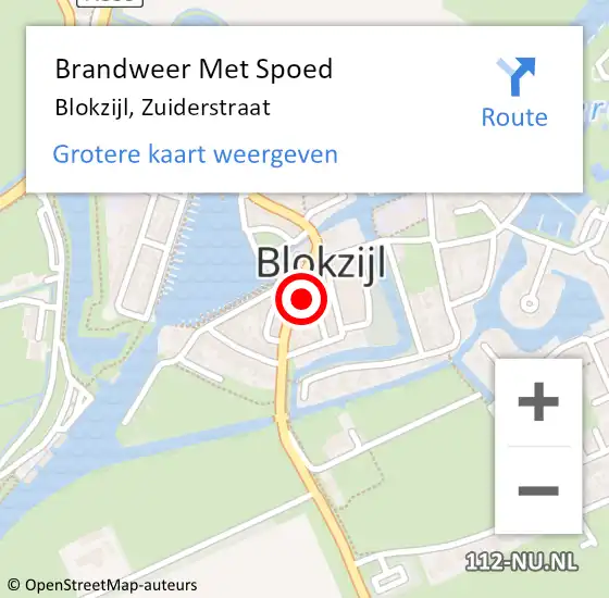 Locatie op kaart van de 112 melding: Brandweer Met Spoed Naar Blokzijl, Zuiderstraat op 28 november 2021 23:22