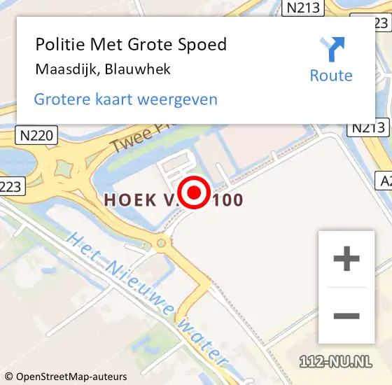 Locatie op kaart van de 112 melding: Politie Met Grote Spoed Naar Maasdijk, Blauwhek op 29 november 2021 05:10