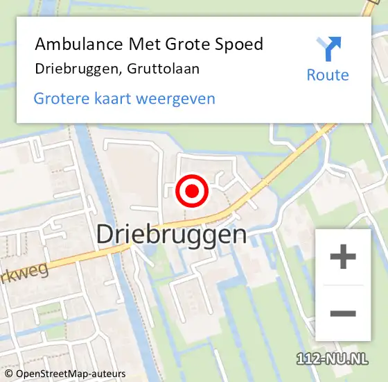 Locatie op kaart van de 112 melding: Ambulance Met Grote Spoed Naar Driebruggen, Gruttolaan op 29 november 2021 07:30