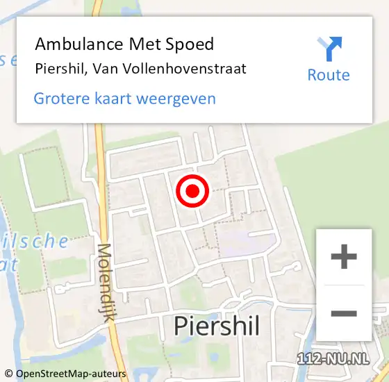 Locatie op kaart van de 112 melding: Ambulance Met Spoed Naar Piershil, Van Vollenhovenstraat op 29 november 2021 08:14