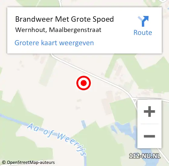 Locatie op kaart van de 112 melding: Brandweer Met Grote Spoed Naar Wernhout, Maalbergenstraat op 29 november 2021 10:45
