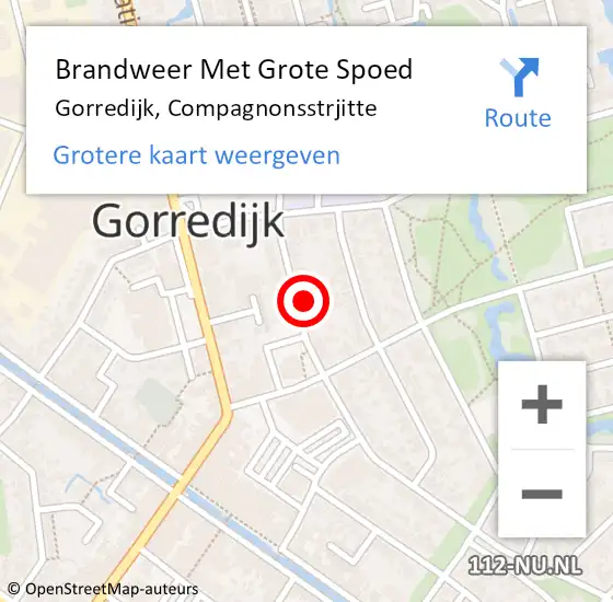 Locatie op kaart van de 112 melding: Brandweer Met Grote Spoed Naar Gorredijk, Compagnonsstrjitte op 29 november 2021 14:16