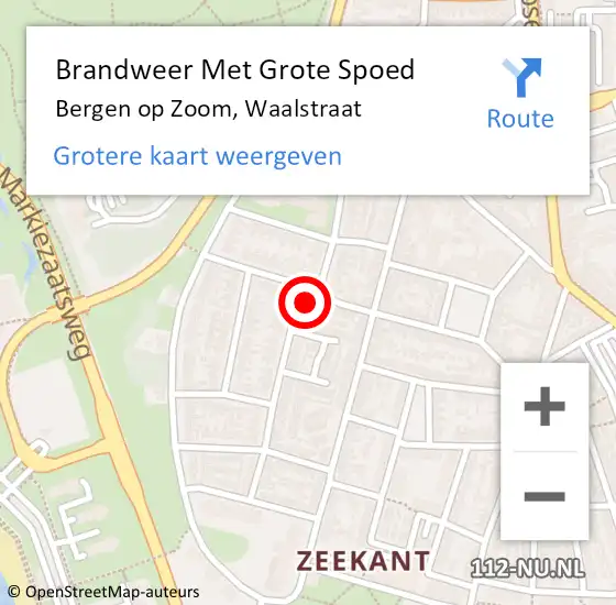 Locatie op kaart van de 112 melding: Brandweer Met Grote Spoed Naar Bergen op Zoom, Waalstraat op 29 november 2021 14:23