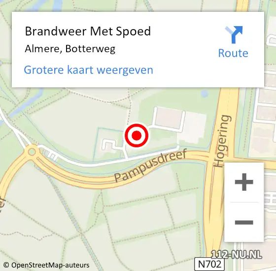 Locatie op kaart van de 112 melding: Brandweer Met Spoed Naar Almere, Botterweg op 29 november 2021 14:45