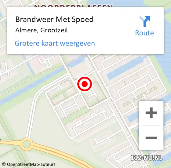Locatie op kaart van de 112 melding: Brandweer Met Spoed Naar Almere, Grootzeil op 29 november 2021 16:54