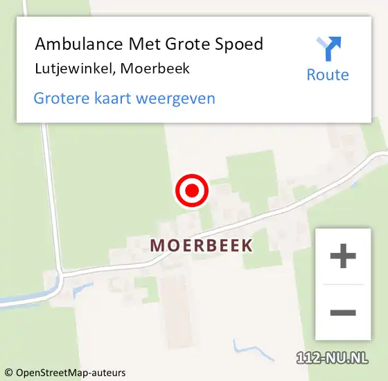 Locatie op kaart van de 112 melding: Ambulance Met Grote Spoed Naar Lutjewinkel, Moerbeek op 29 november 2021 19:36