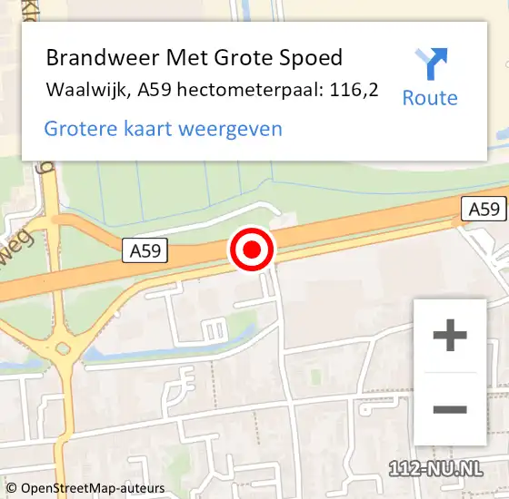 Locatie op kaart van de 112 melding: Brandweer Met Grote Spoed Naar Waalwijk, A59 hectometerpaal: 116,2 op 29 november 2021 22:37