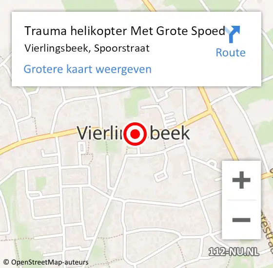 Locatie op kaart van de 112 melding: Trauma helikopter Met Grote Spoed Naar Vierlingsbeek, Spoorstraat op 30 november 2021 01:02