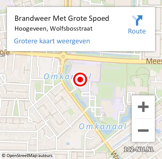 Locatie op kaart van de 112 melding: Brandweer Met Grote Spoed Naar Hoogeveen, Wolfsbosstraat op 30 november 2021 03:18