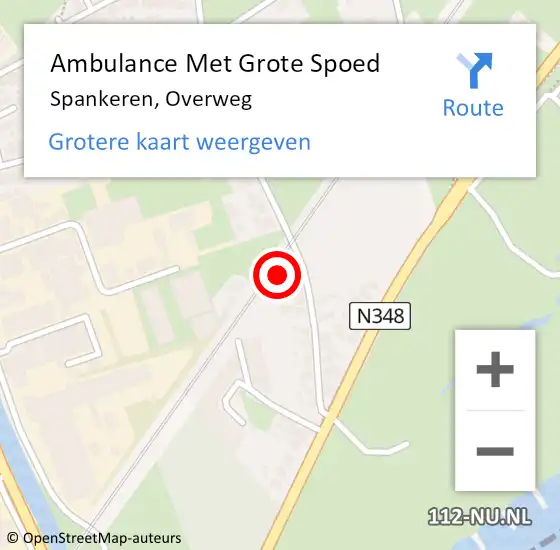 Locatie op kaart van de 112 melding: Ambulance Met Grote Spoed Naar Spankeren, Overweg op 30 november 2021 07:32