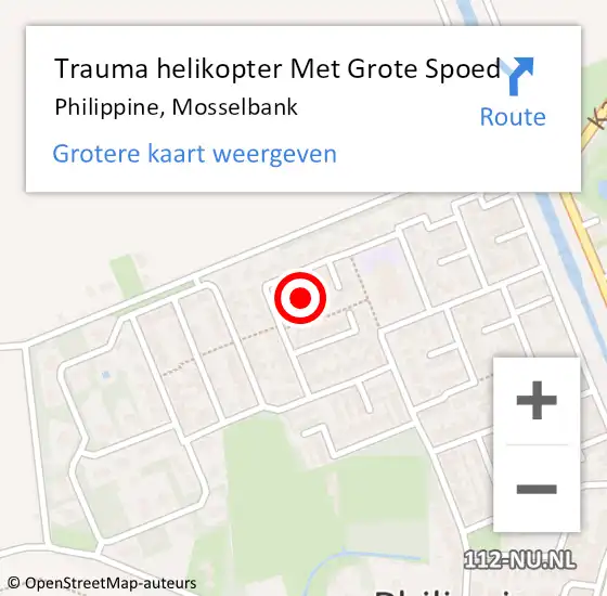 Locatie op kaart van de 112 melding: Trauma helikopter Met Grote Spoed Naar Philippine, Mosselbank op 30 november 2021 08:09