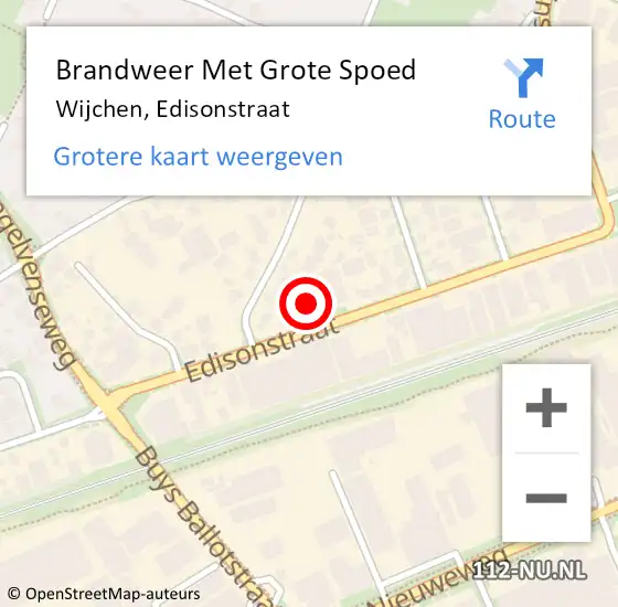 Locatie op kaart van de 112 melding: Brandweer Met Grote Spoed Naar Wijchen, Edisonstraat op 30 november 2021 10:27