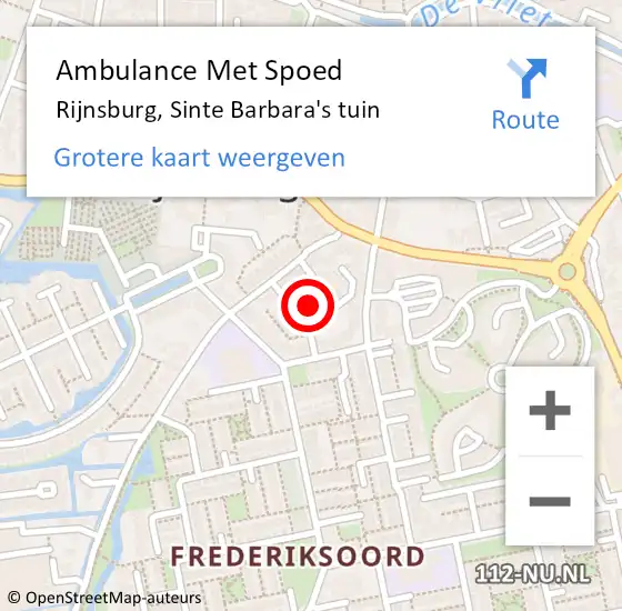 Locatie op kaart van de 112 melding: Ambulance Met Spoed Naar Rijnsburg, Sinte Barbara's tuin op 30 november 2021 12:22