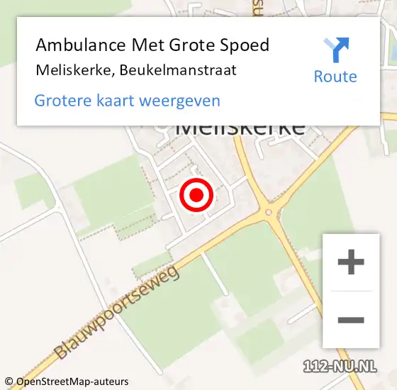 Locatie op kaart van de 112 melding: Ambulance Met Grote Spoed Naar Meliskerke, Beukelmanstraat op 30 juni 2014 22:32