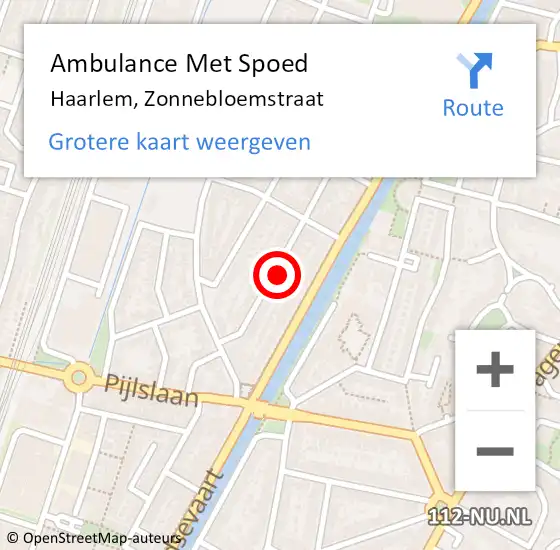 Locatie op kaart van de 112 melding: Ambulance Met Spoed Naar Haarlem, Zonnebloemstraat op 1 december 2021 00:57