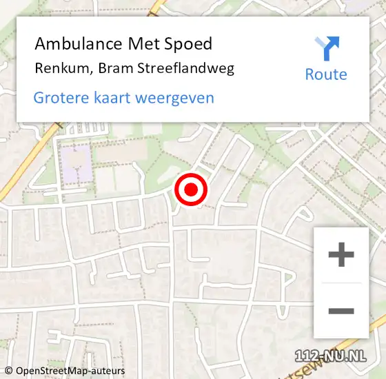 Locatie op kaart van de 112 melding: Ambulance Met Spoed Naar Renkum, Bram Streeflandweg op 1 december 2021 04:05