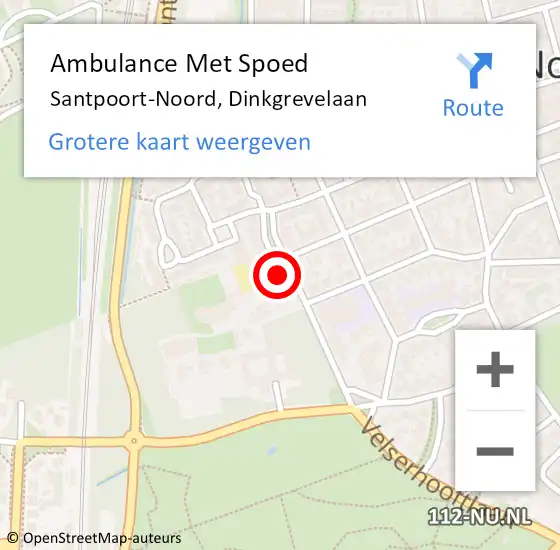 Locatie op kaart van de 112 melding: Ambulance Met Spoed Naar Santpoort-Noord, Dinkgrevelaan op 1 december 2021 04:48