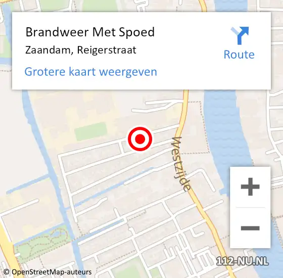 Locatie op kaart van de 112 melding: Brandweer Met Spoed Naar Zaandam, Reigerstraat op 1 december 2021 08:34