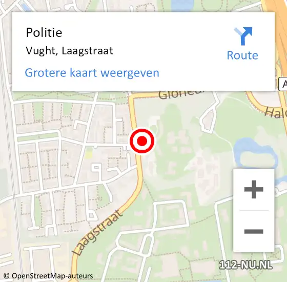 Locatie op kaart van de 112 melding: Politie Vught, Laagstraat op 1 december 2021 11:09